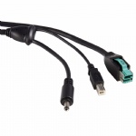 Poweredusb 12V USB Power plug to USB B male and Hosiden 3pin Din cable